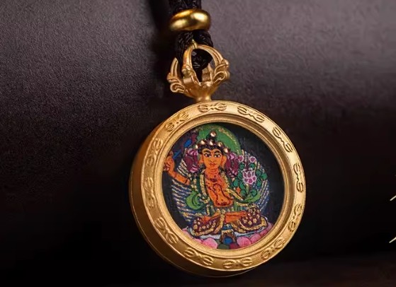 大善堂西藏生肖本命像手绘唐卡手工编织吊坠男士女项链