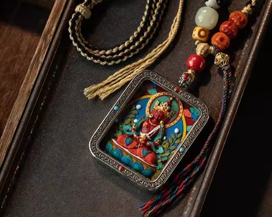 龙年大善堂朱砂正品官方旗舰店藏式彩绘生肖本命佛吊坠