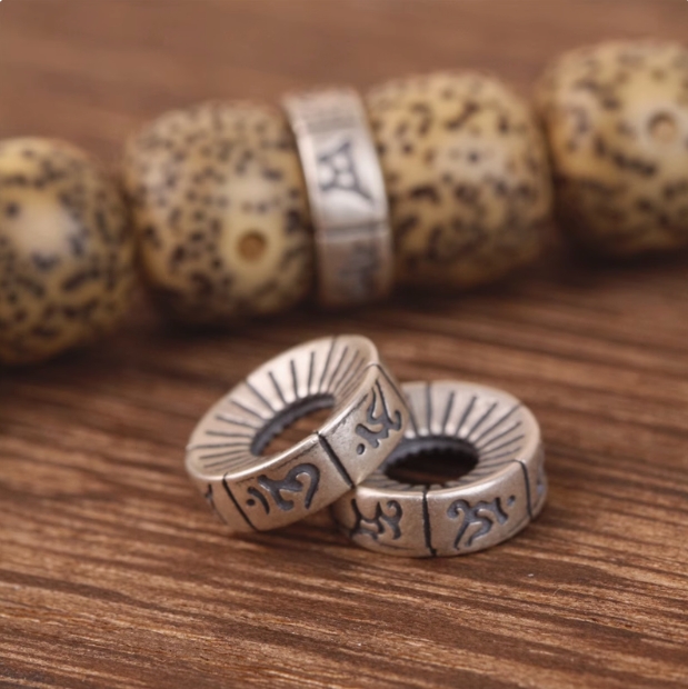 纯银六字真言垫片隔片隔珠配件